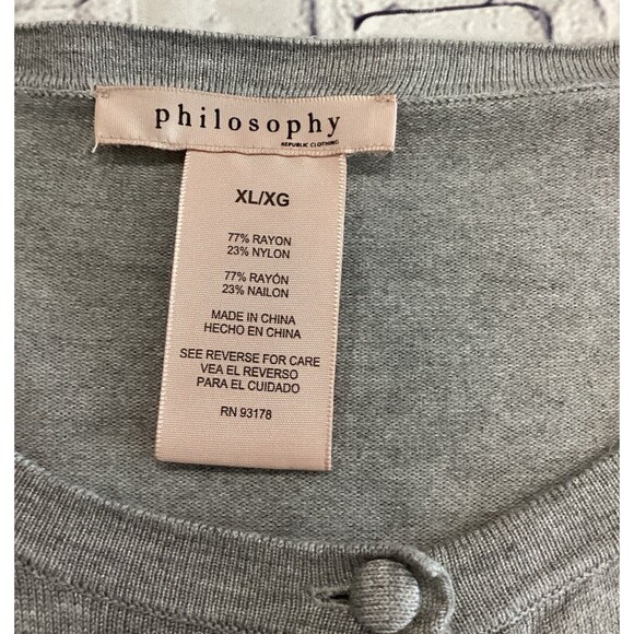 Philosphy Sweater Women's Size XL Color Gray Long Sleeve Button Front Sweater - Picture 3 of 7